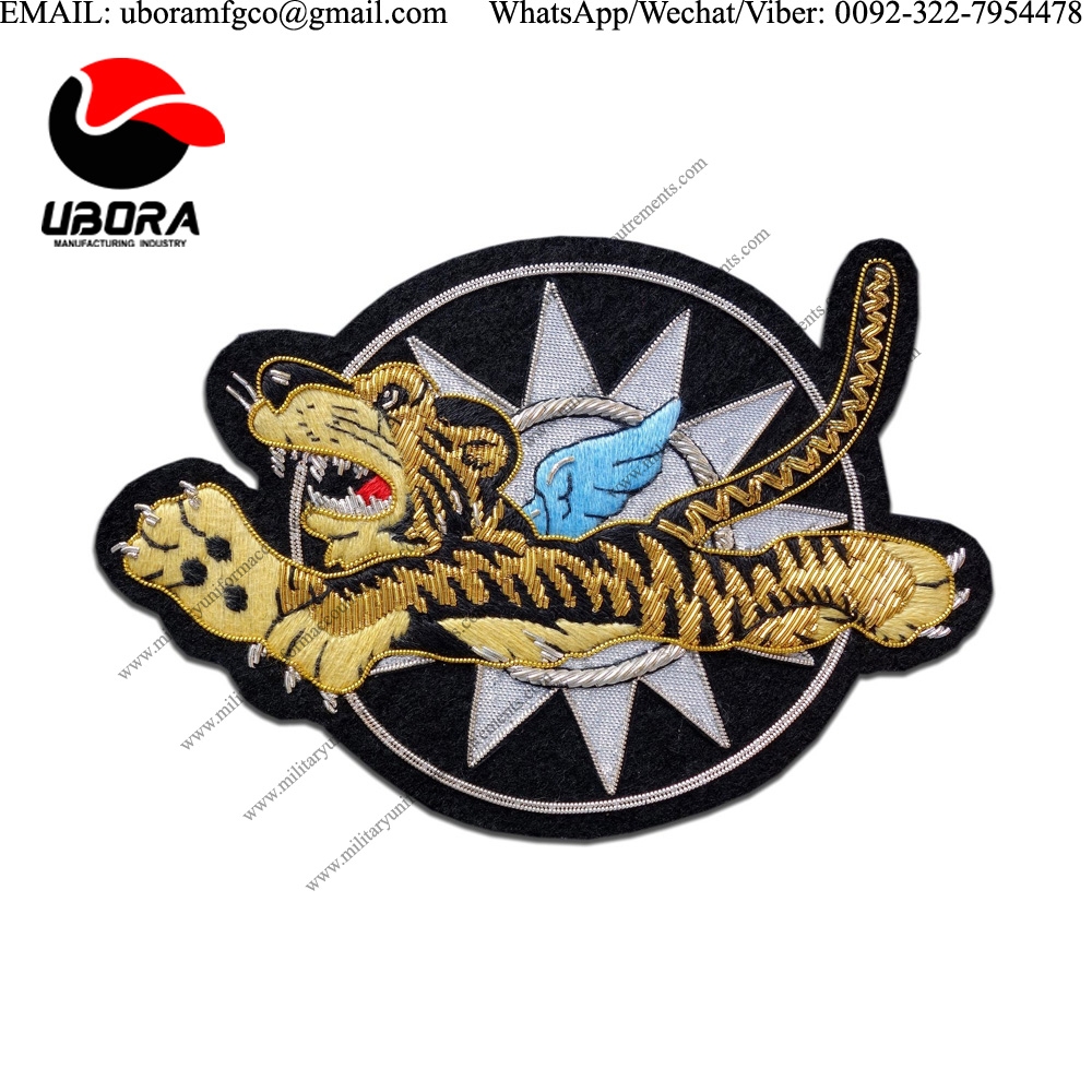 customized goldwork Flying Tigers bomber jacket patch Buy Bullion Badge patches, Military 