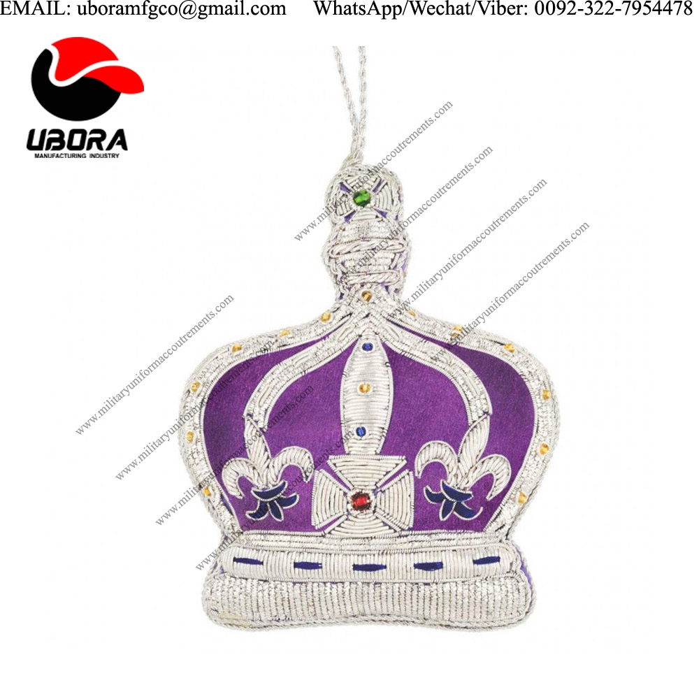 Embroidered Crest Badges Crown of India luxury embroidered tree decoration badges, Hand embroidery 