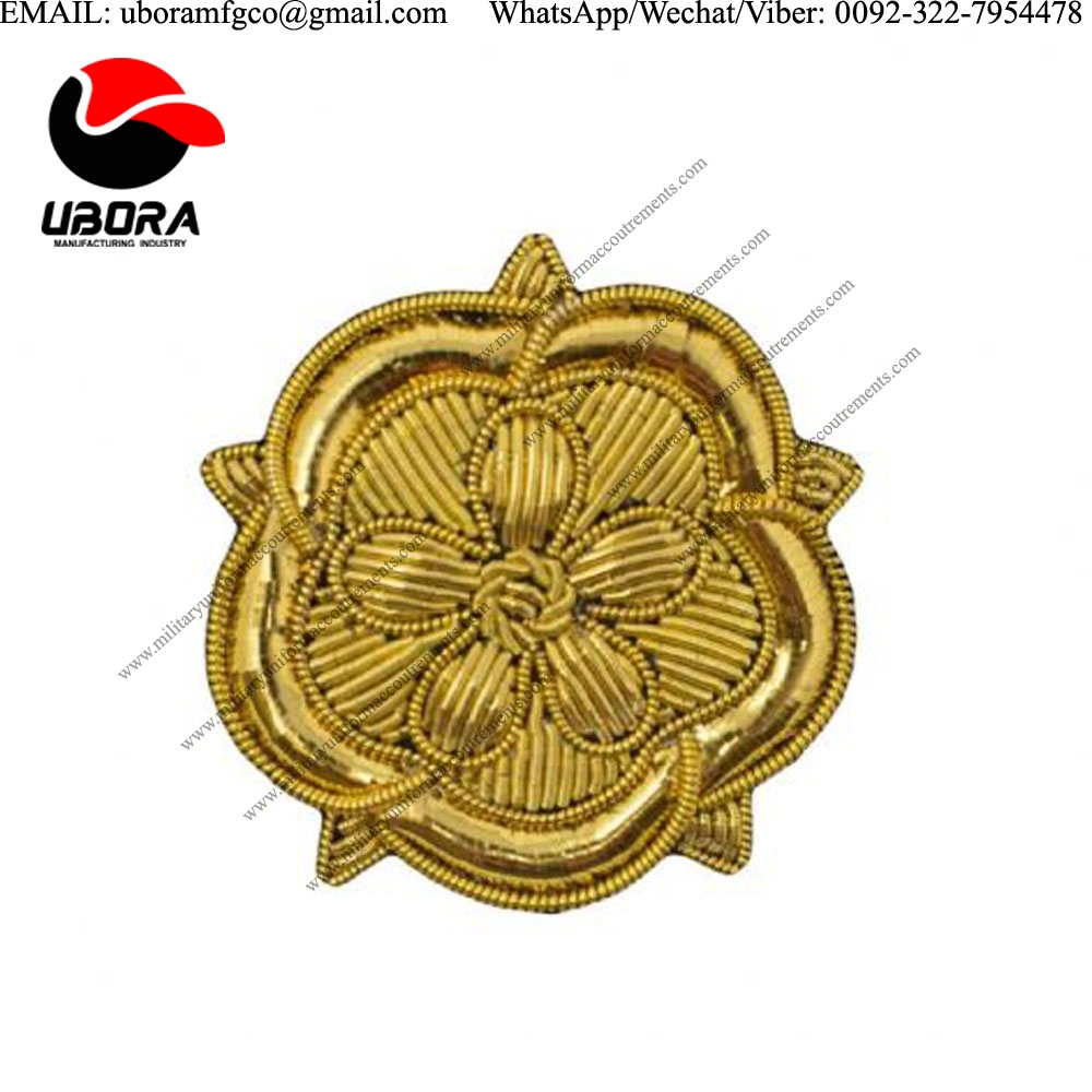 customized goldwork english gold rose badge lord lieutenant Bullion wire crests