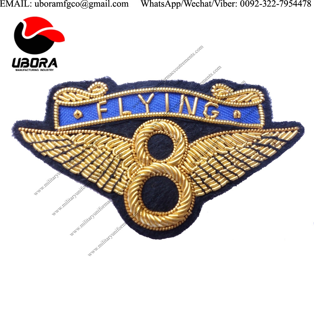 customized goldwork Flying 8 Motorcycle Badge Patch Coventry Eagle Hand Embroiderd Bullion Wire 