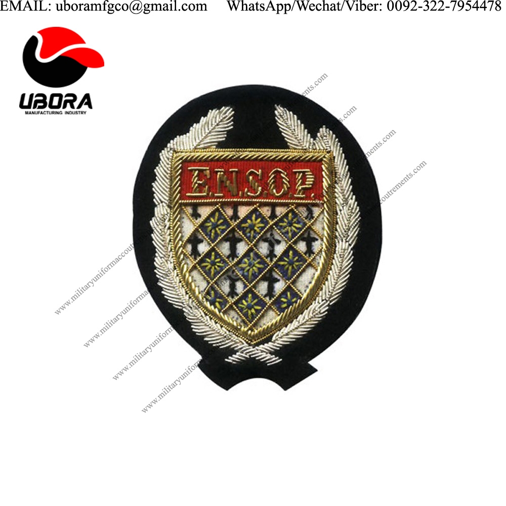 customized goldwork French Scout Badges Hand Embroidery Gold Blazer Bullion Wire Badge