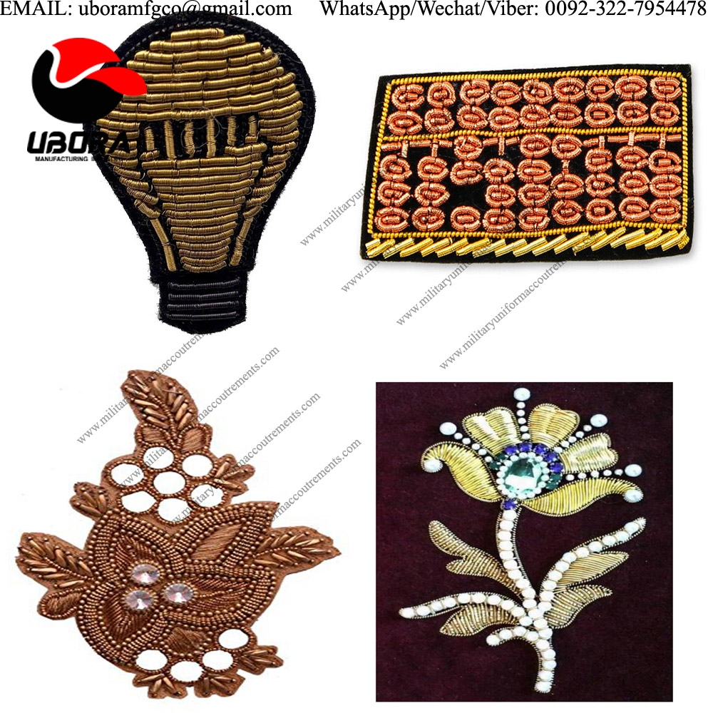 bullion wire brooch hand embroidery  Indian silk badges china motif creative brooch decorative pins 