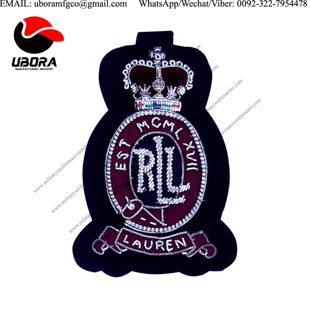 mettalic wire Handmade Bullion wire Embroidery Patches Army Custom Embroidered Bullion Crest, 