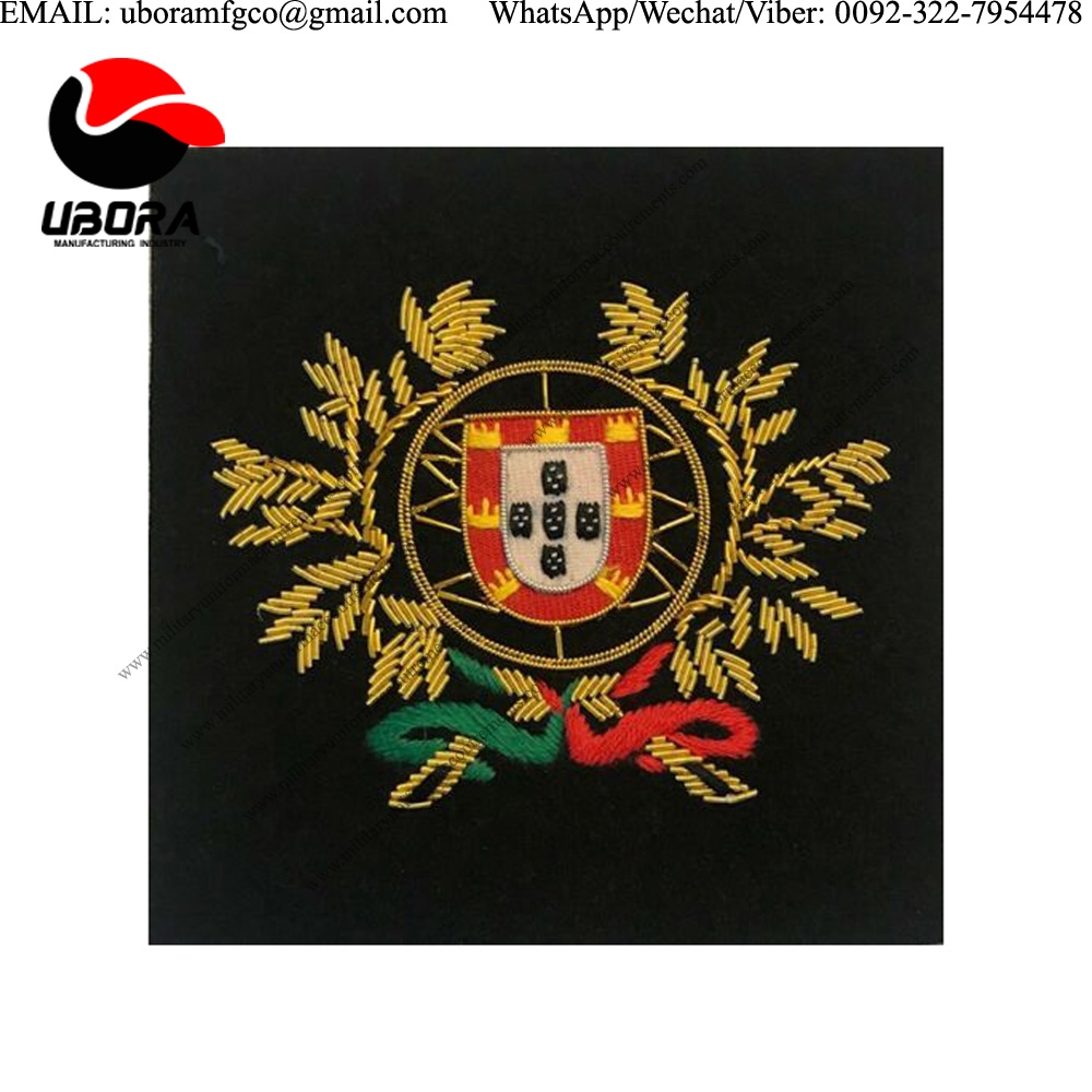 Blazer patch PORTUGAL COAT OF ARM POCKET SIZE BADGE NEW HAND EMBROIDERED Blazer Badges Bullion wire 