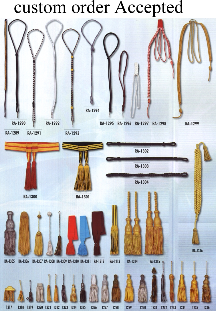 Supplier of Military unifrom accessories,Ceremonial Belts,Sashes,Tassel,lanyards