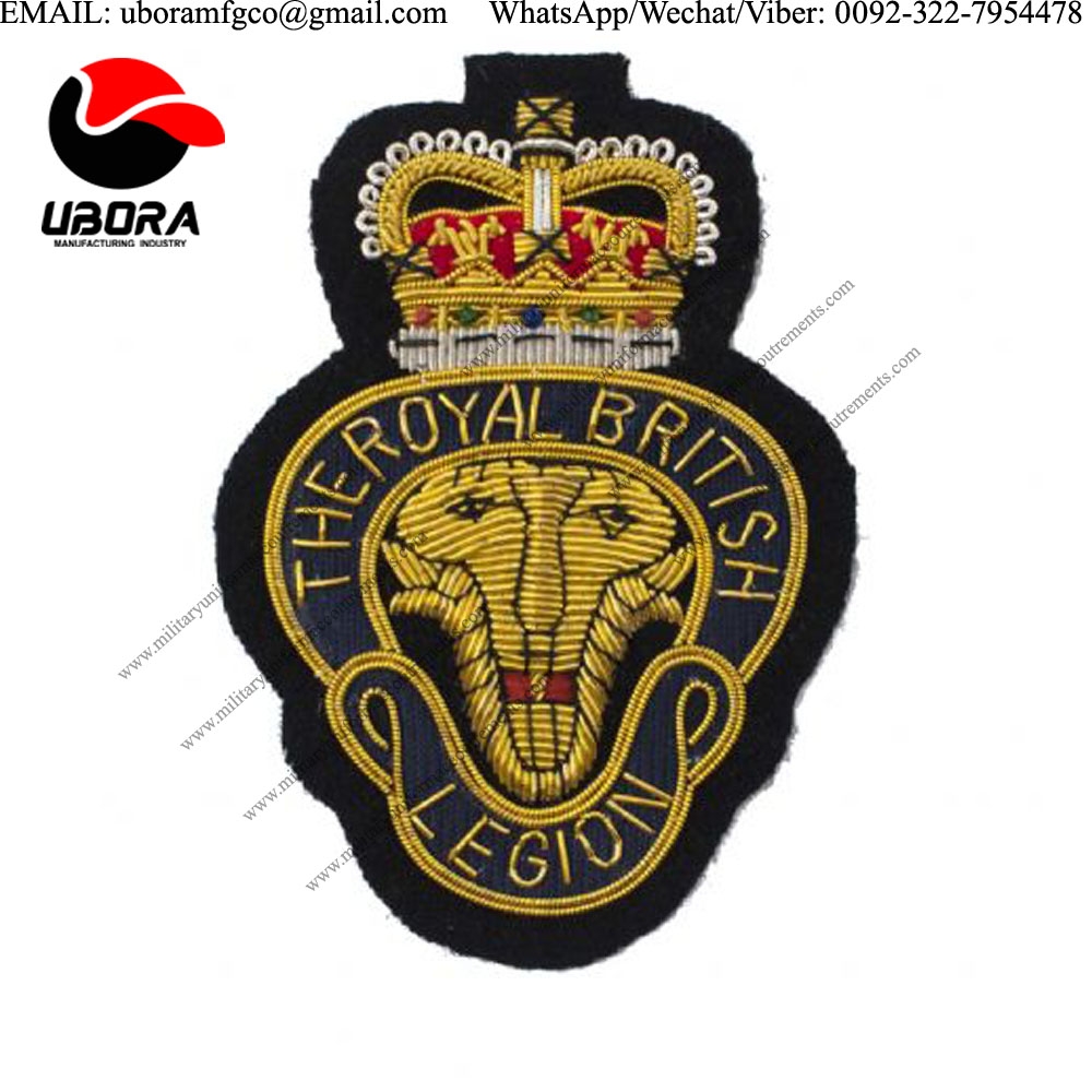 wholesale suppliers royal british legion blazer badge embroidered badges gold work Indian hand 