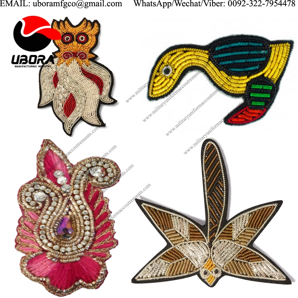 Bullion wire DRAGONFLY Fashion Applique brooch Patch Beaded Applique Accessories Dress Appliques 